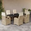 vidaXL Set da Pranzo da Giardino 7 pz con Cuscini Beige in Polyrattan