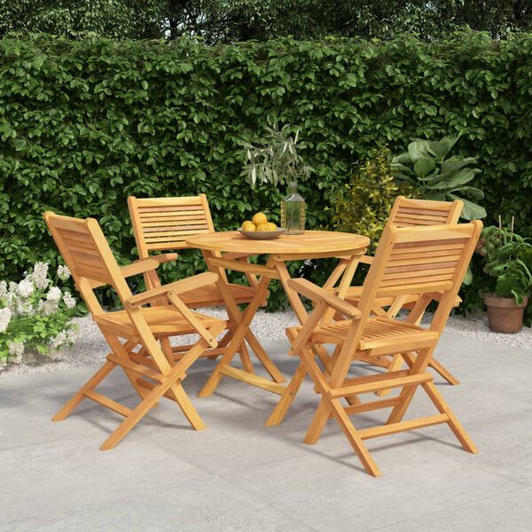 vidaXL Set da Pranzo per Giardino 5 pz in Legno Massello di Teak