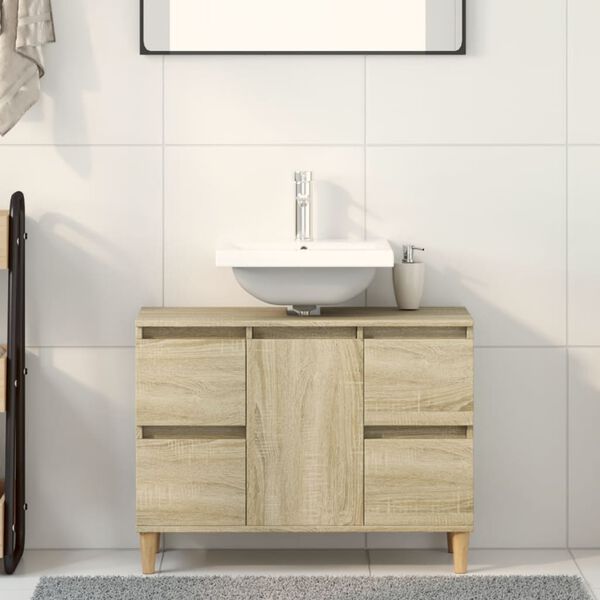 vidaXL Mobile Lavabo Rovere Sonoma 80x33x60 cm in Legno Multistrato