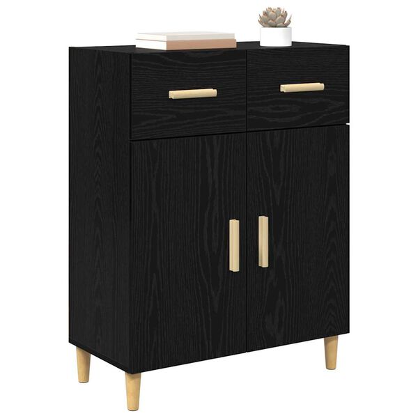 vidaXL Credenza Rovere nero 34 x 69.5 x 89 cm Legno multistrato