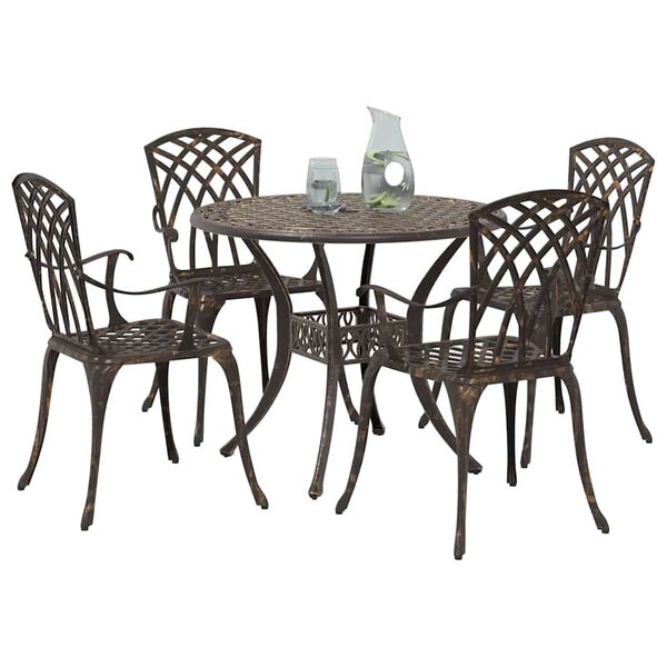 vidaXL Set da Pranzo per Giardino 5 pcs Bronzo 90 x 90 x 75 cm