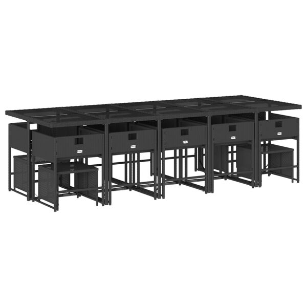 vidaXL Set da Pranzo da Giardino 15 pz con Cuscini Nero in Polyrattan