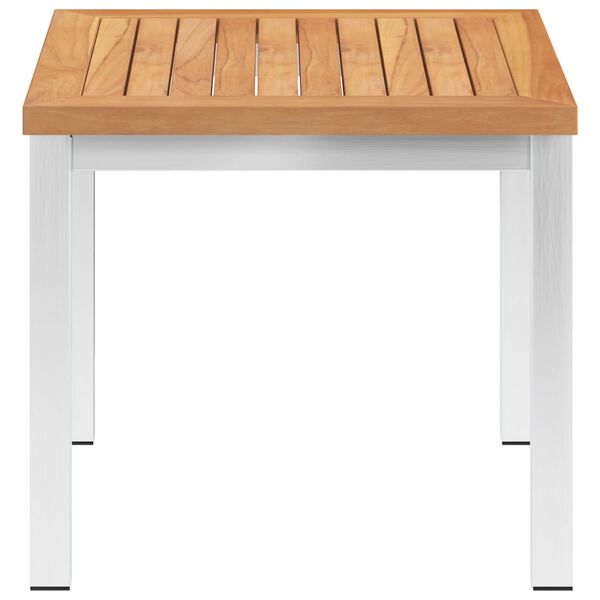 vidaXL Tavolino da Giardino 45x45x38cm in Legno di Teak e Acciaio Inox