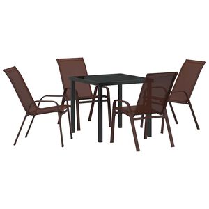 vidaXL Set da Pranzo per Giardino 5 pcs Marrone e Nero