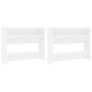 vidaXL Scarpiere a Muro 2pz Bianche 80x18x60 cm in Legno Multistrato