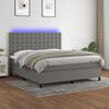 vidaXL Letto a Molle Materasso e LED Grigio Scuro 160x200cm in Tessuto