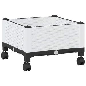 vidaXL Vaso da Giardino con Ruote Bianco 40 x 40 x 33 cm PP