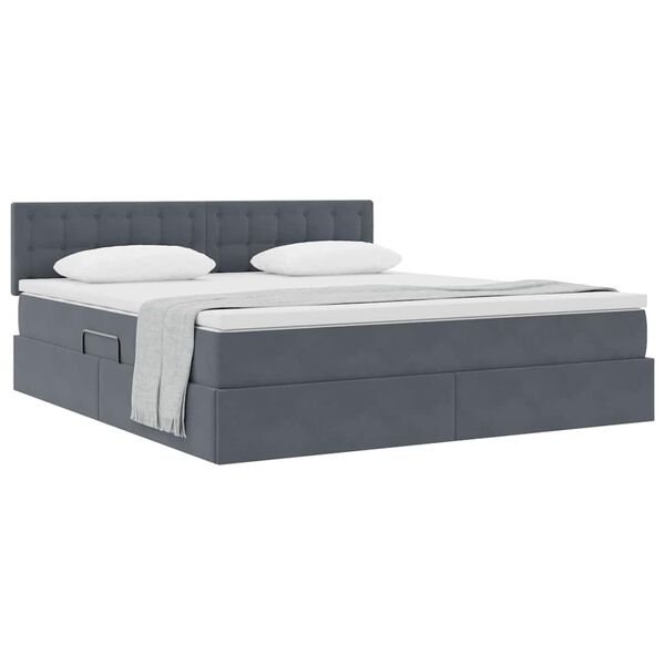 vidaXL Letto con Contenitore Grigio scuro 180 x 200 cm Velluto