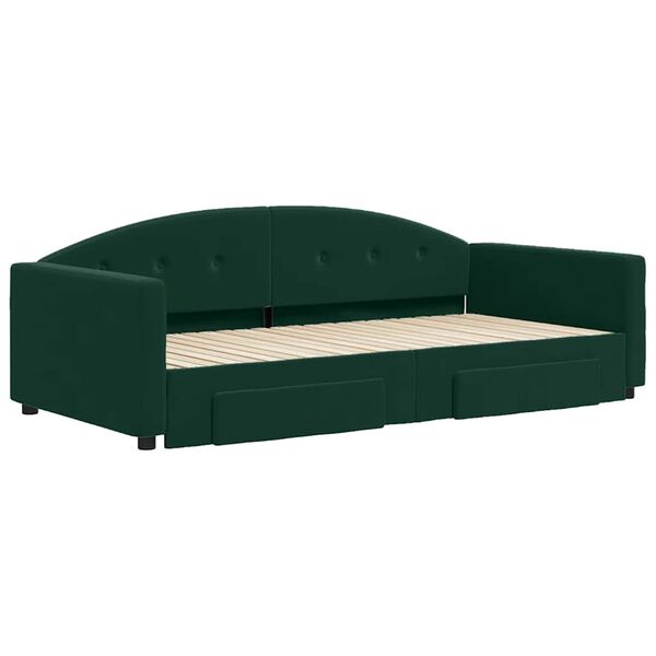 vidaXL Divano Letto Estraibile Cassetti Verde Scuro 100x200cm Velluto