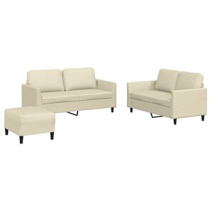 vidaXL Set di Divani 3 pz con Cuscini crema in Similpelle