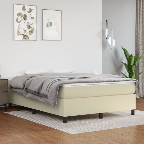 vidaXL Struttura Letto a Rete a Molle Crema 140x190 cm in Similpelle