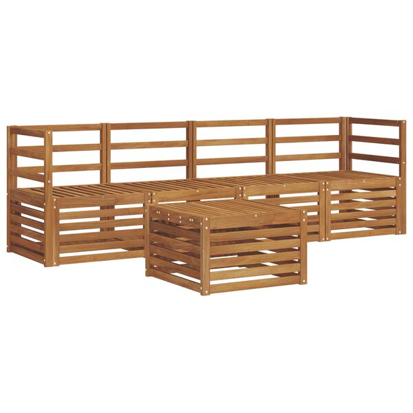vidaXL Set divani 5 pcs Naturale Legno di Acacia Massello