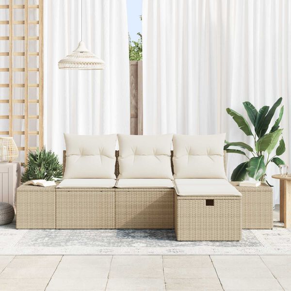 vidaXL Set di divani con cuscino 4 pcs polyrattan