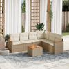 vidaXL Set Divani da Giardino 7 pz con Cuscini Beige in Polyrattan