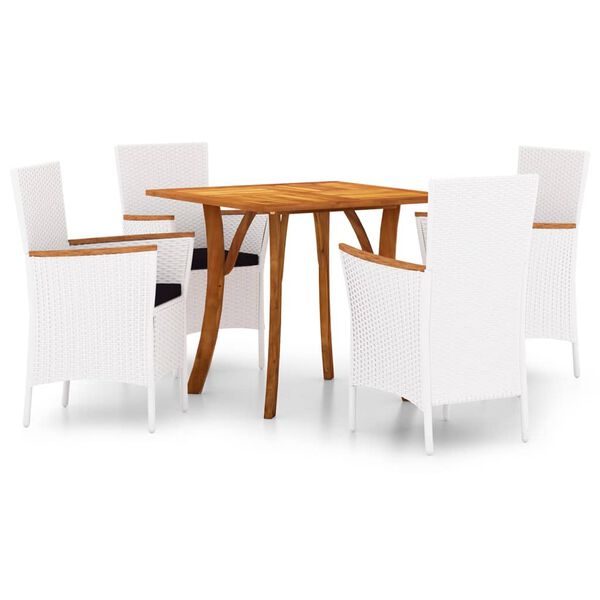 vidaXL Set Mobili da Pranzo per Giardino 5 pz Bianco