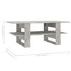 vidaXL Tavolino Salotto Grigio Cemento 110x55x42 cm Legno Multistrato