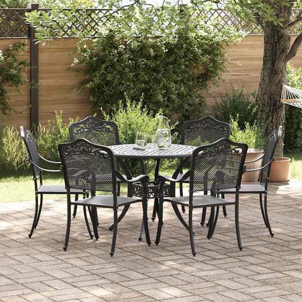 vidaXL Set da Pranzo per Giardino 7 pcs Nero Alluminio