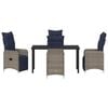 vidaXL Set di tavolo e sedie con cuscino 5 pcs Grigio Rattan in PE