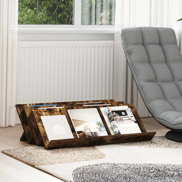 vidaXL Scaffale per riviste Rovere fum&eacute; 90 x 53 x 28,5 cm