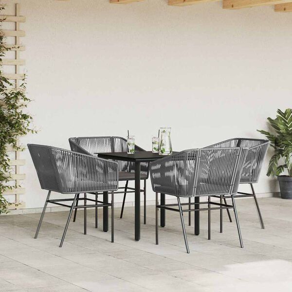 vidaXL Set da Pranzo da Giardino 5 pz con Cuscini Polyrattan Vetro