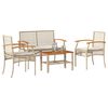 vidaXL Set Divani da Giardino 4 pz con Cuscini in Polyrattan Beige