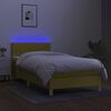 vidaXL Letto a Molle con Materasso e LED Verde 90x190 cm in Tessuto