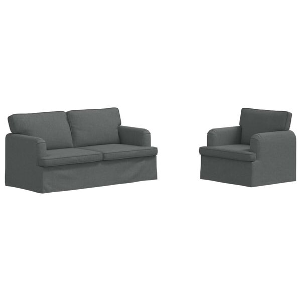 vidaXL Set di divani 2 pcs Grigio scuro 162 x 80 x 85 cm Tessuto