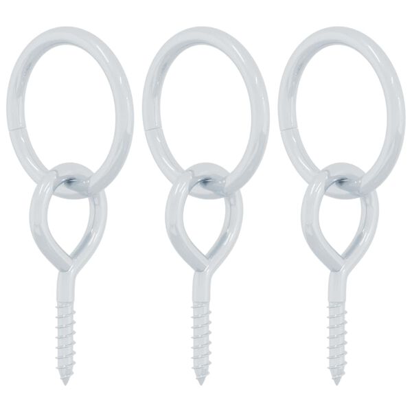 vidaXL Anelli per Legare i Cavalli con Viti a Occhiello 3pz Argento in Acciaio