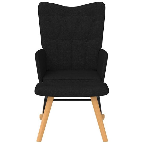 vidaXL Poltrona a Dondolo con Poggiapiedi Nero in Tessuto