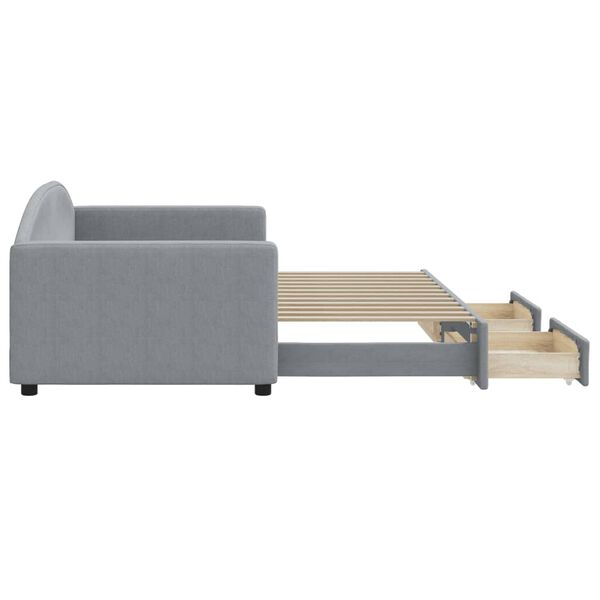 vidaXL Divano Letto Estraibile Cassetti Grigio Chiaro 90x200cm Tessuto