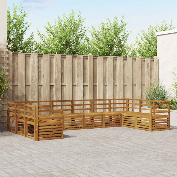 vidaXL Set divani 10 pcs Naturale Legno di Acacia Massello