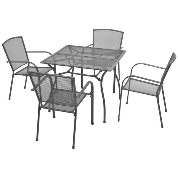 vidaXL Set da Pranzo da Giardino 5 pz in Acciaio Antracite
