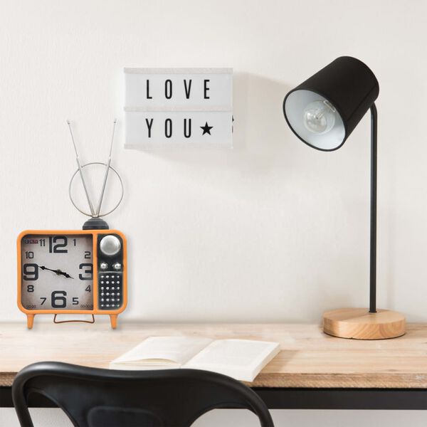 vidaXL Orologio da Tavolo Arancione e Nero 25x11x48 cm in Ferro e MDF