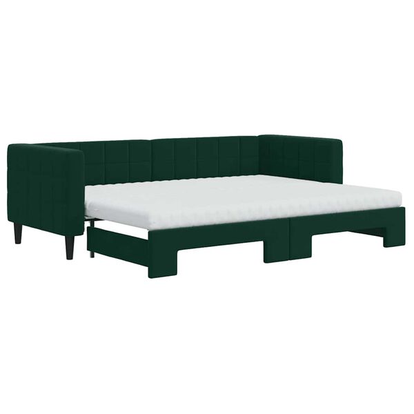 vidaXL Divano Letto Estraibile Materassi Verde Scuro 80x200 Velluto