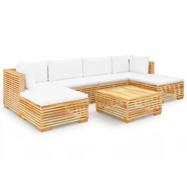 vidaXL Set Divani da Giardino 7 pz con Cuscini Legno Massello di Teak