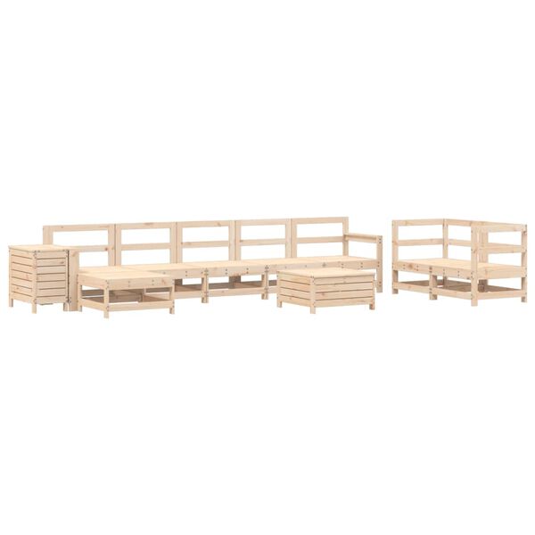 vidaXL Set Divani da Giardino 10 pz in Legno Massello di Pino