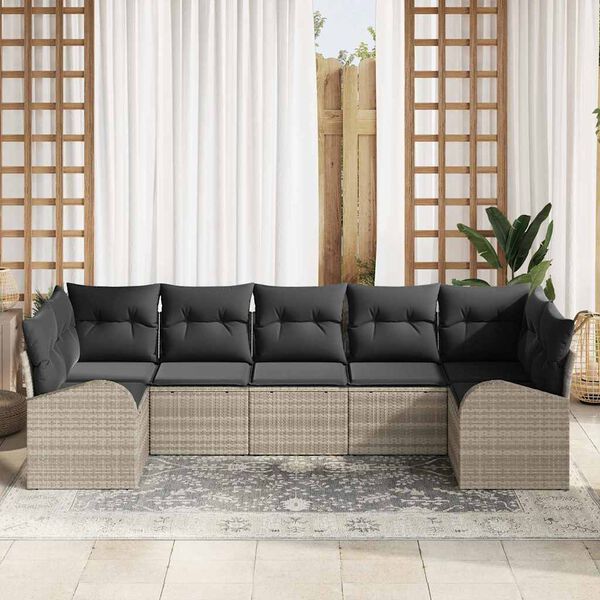 vidaXL Set Divano da Giardino con cuscino 7 pcs Grigio chiaro