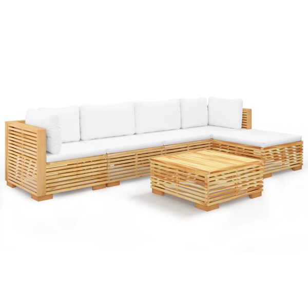 vidaXL Set Divani da Giardino 6 pz con Cuscini Legno Massello di Teak