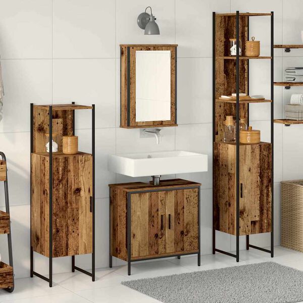 vidaXL Set di mobili per il bagno 4 pcs Marrone Legno multistrato