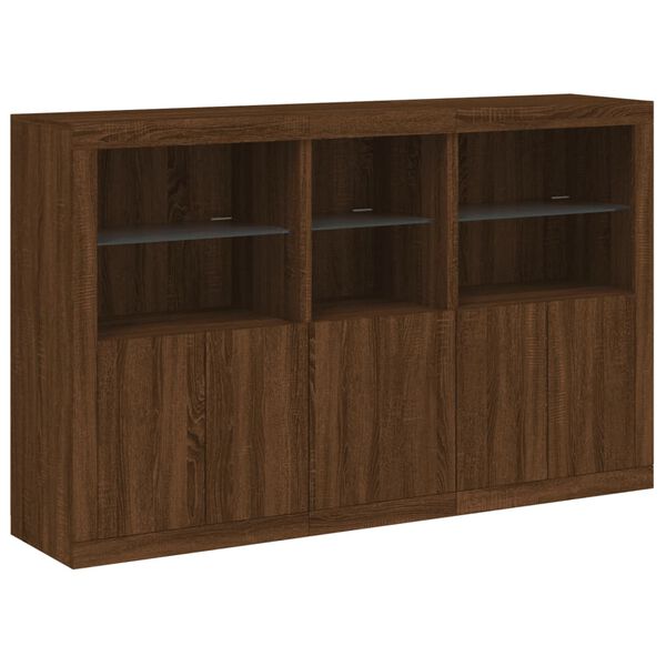 vidaXL Credenza con Luci LED Rovere Marrone 162x37x100 cm