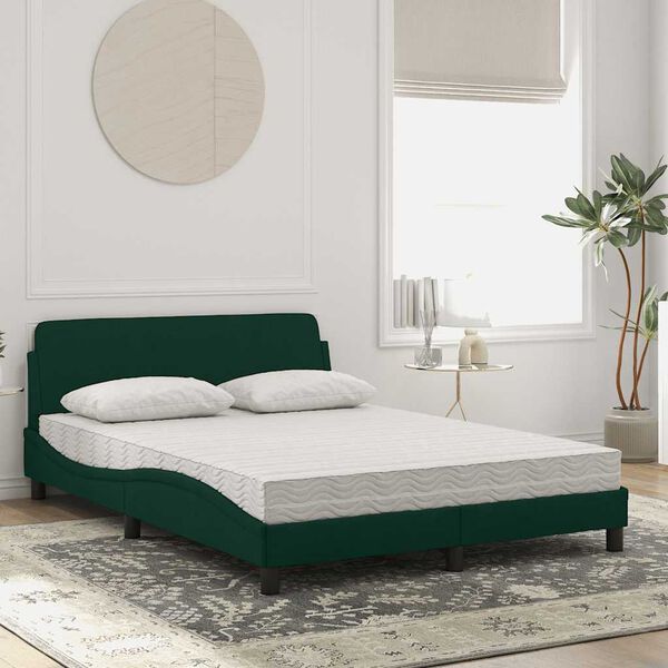 vidaXL Letto con Materasso Dover Verde Scuro 120x200 cm in Velluto