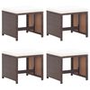 vidaXL Sgabelli da Giardino 4 pz con Cuscini Marrone in Polyrattan