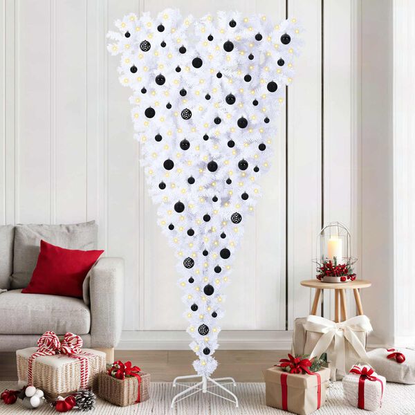 vidaXL Albero di Natale artificiale Bianco 210 cm PVC e Acciaio