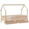 vidaXL Giroletto per Bambini con Cassetti 90x190cm Legno Massello Pino