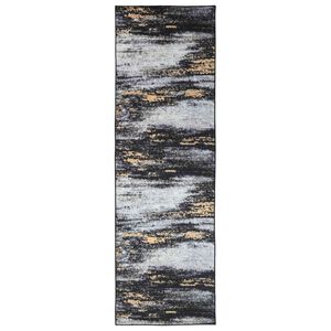 vidaXL Runner Tappeto LESAKA Nero e Oro 50 x 150 cm Velluto diamante