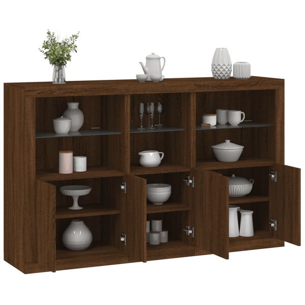 vidaXL Credenza con Luci LED Rovere Marrone 162x37x100 cm