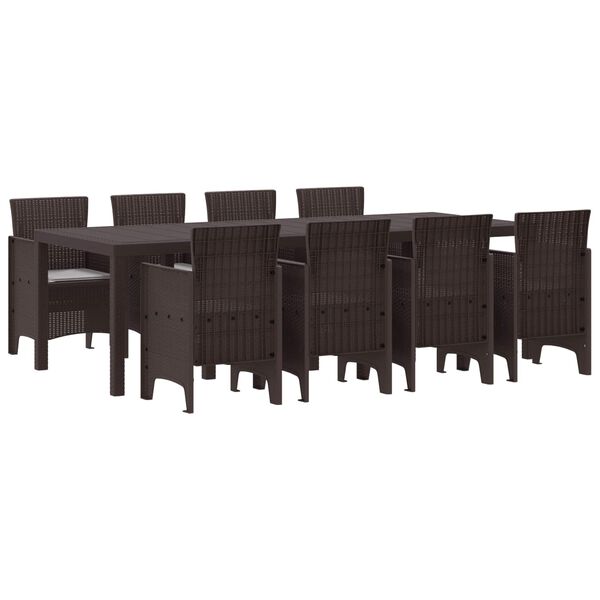 vidaXL Set da Pranzo per Giardino 9 pcs Marrone Rattan Polt