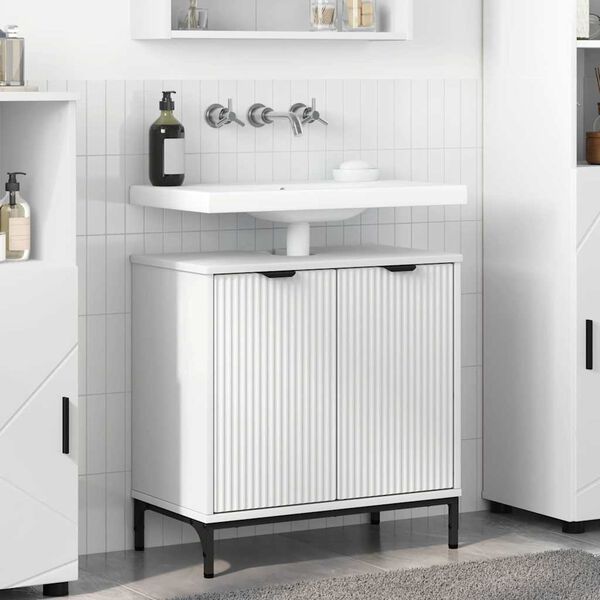 vidaXL Armadio per Lavabo da Bagno Bianco 60,5 x 33,5 x 61 cm