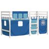 vidaXL Letto a Soppalco con Tende Bambini Blu 80x200 cm Massello Pino