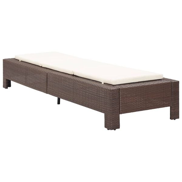 vidaXL Lettino Prendisole con Cuscino Marrone in Polyrattan